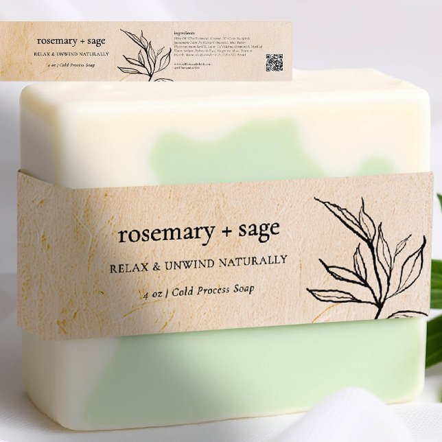 Product Packaging Gifting Kraft Greenery Soap Wrap (product label personalized kraft beige botanical greenery maker artisan crafter gifting soap jar can)