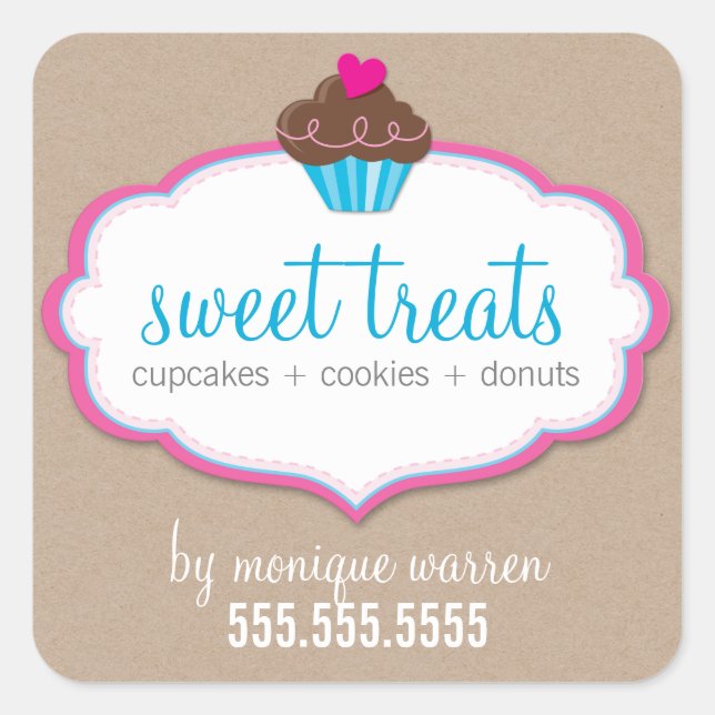 PRODUCT PACKAGING LABEL cute cupcake logo kraft (Front)