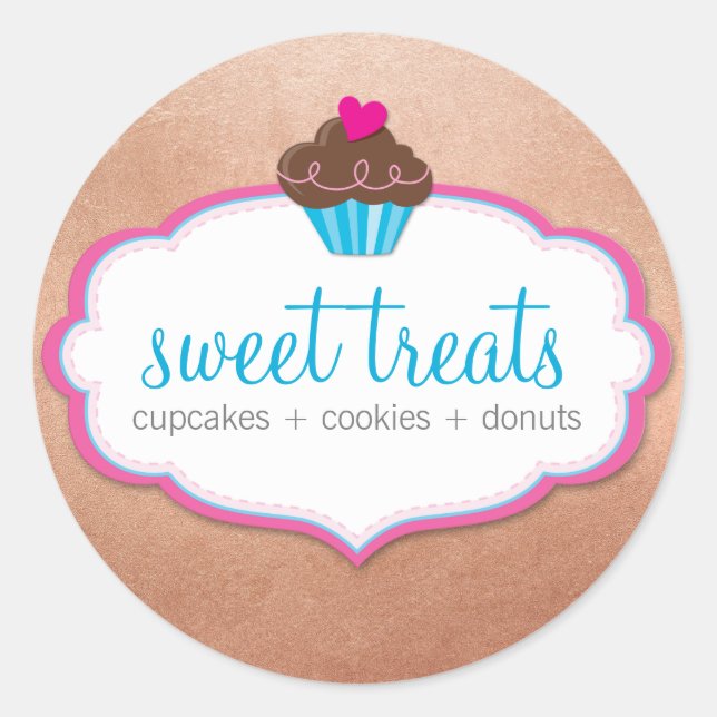 PRODUCT PACKAGING LABEL cute cupcake rose gold (Front)