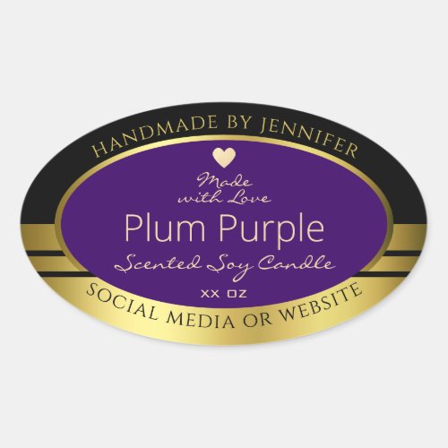 Product Packaging Label Purple and Gold Tiny Heart
