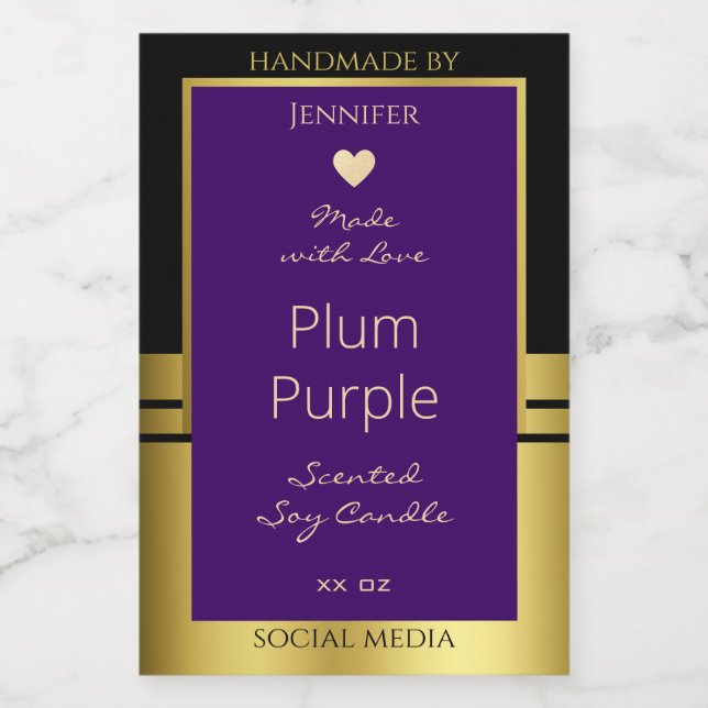 Product Packaging Label Purple and Gold Tiny Heart (Single Label)
