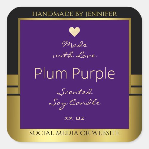 Product Packaging Label Purple and Gold Tiny Heart