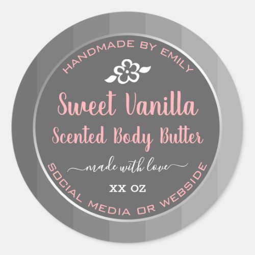 Product Packaging Labels Body Butter Gray and Pink