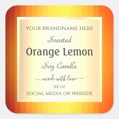 Product Packaging Labels Gold Effect Orange Frame