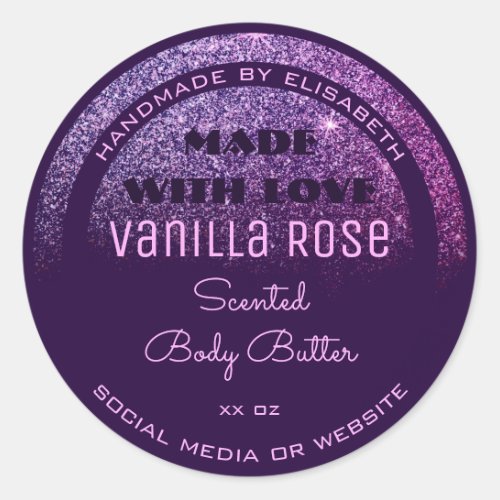 Product Packaging Labels Pink Purple Glitter Rain