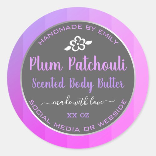 Product Packaging Labels Plum Patchouli Lilac Gray