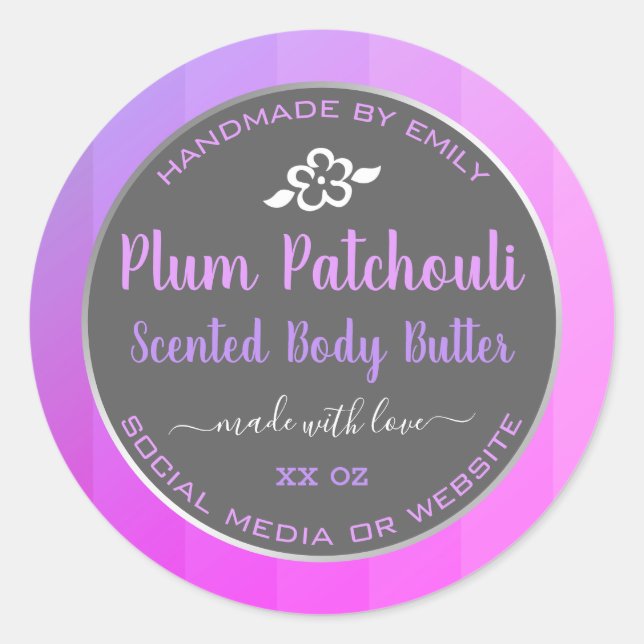 Product Packaging Labels Plum Patchouli Lilac Gray (Front)