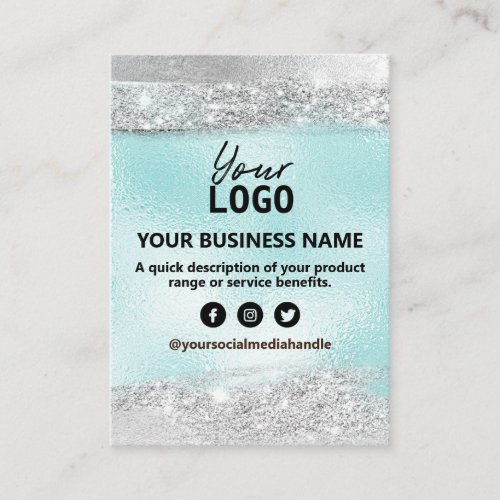 Product Price Ingredients List Ice Blue And Silver Business Card