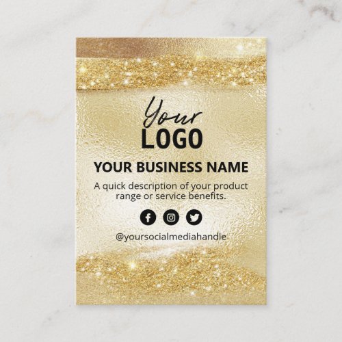 Product Price List Gold And Glitter Ink Business Card