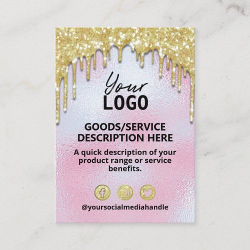 Product Range Ingredients Price Dripping Gold Business Card