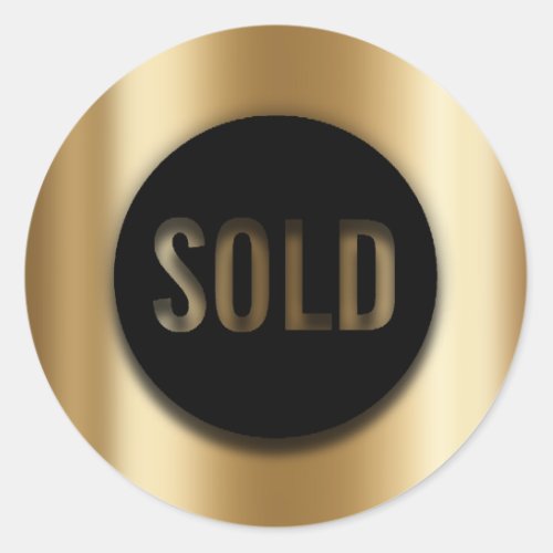 Product Sold Black Gold Luxury Real Estate Agent Classic Round Sticker