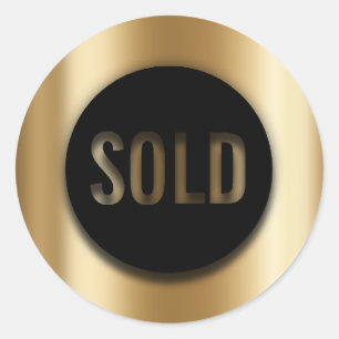 Product Sold Black Gold Luxury Real Estate Agent Classic Round Sticker