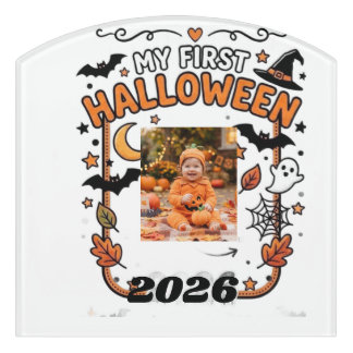 Product Title: Custom My First Halloween 2026 Baby Door Sign