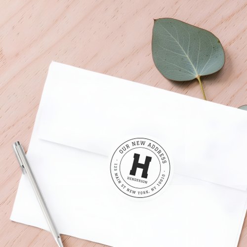 Product Title Minimalist Moving Announcement Round Classic Round Sticker