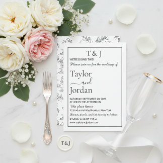 Product Title Modern Black Floral Moody Minimalist Invitation