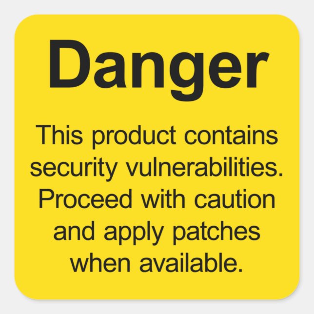 Product vulnerabilities warning sticker (Front)
