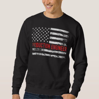 Production Engineer USA Flag Profession Retro Job  Sweatshirt