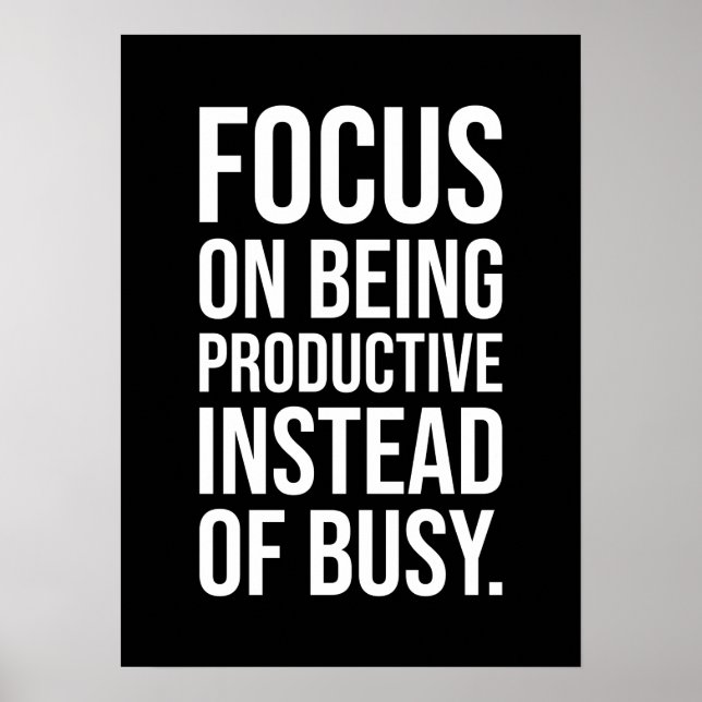 Productive vs Busy - Hustle and Success Motivation Poster (Front)