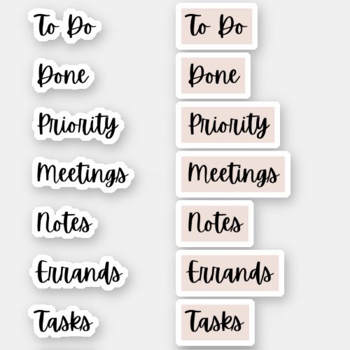 Productivity Bullet Journal Stickers  Pink