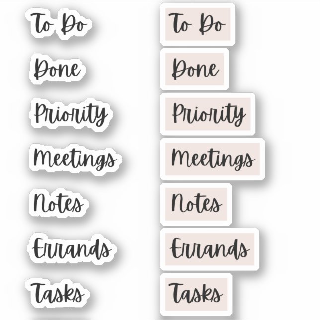 Productivity Bullet Journal Stickers | Pink (Front)