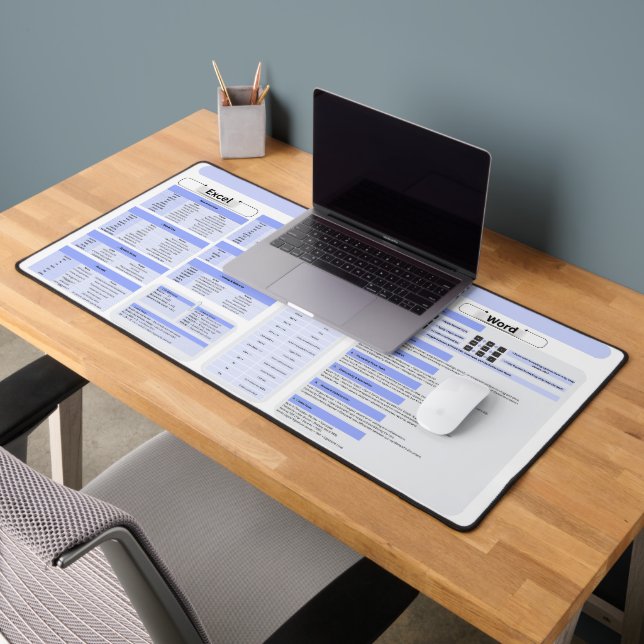 Productivity Mouse Pad – Word & Excel Shortcuts (Office 2)