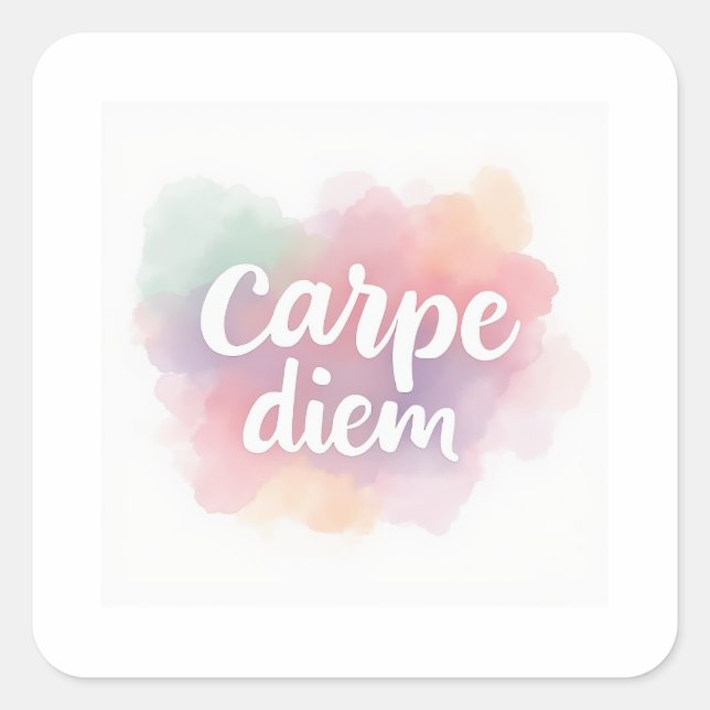 Products featuring a 'carpe diem' design square sticker (Front)