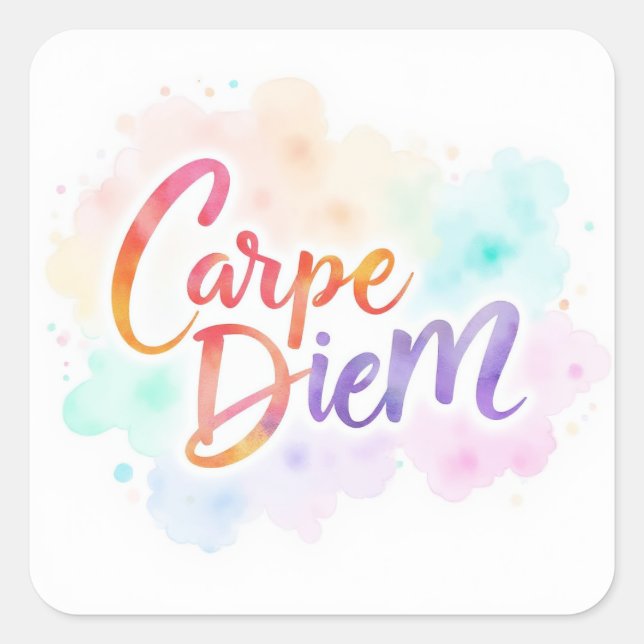Products featuring a 'carpe diem' design square sticker (Front)