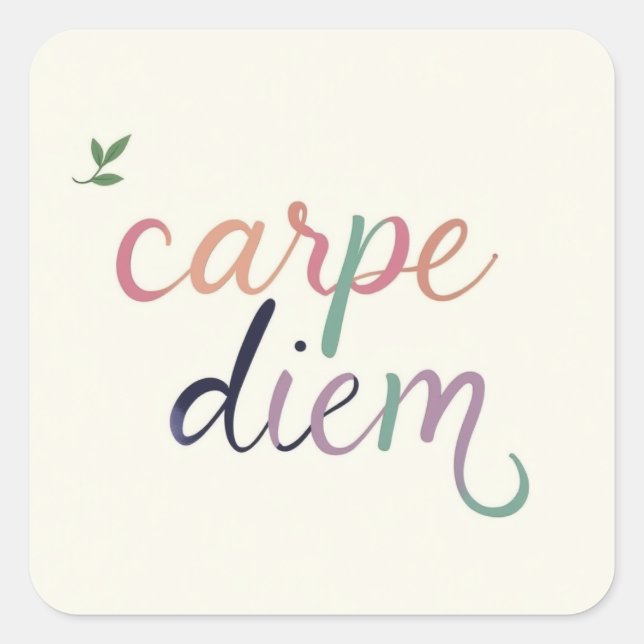 Products featuring a 'carpe diem' design square sticker (Front)
