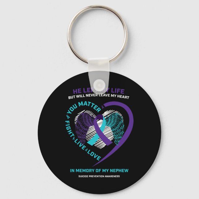 Products In Memory Of My Nephew Suicide Prevention Keychain (Front)