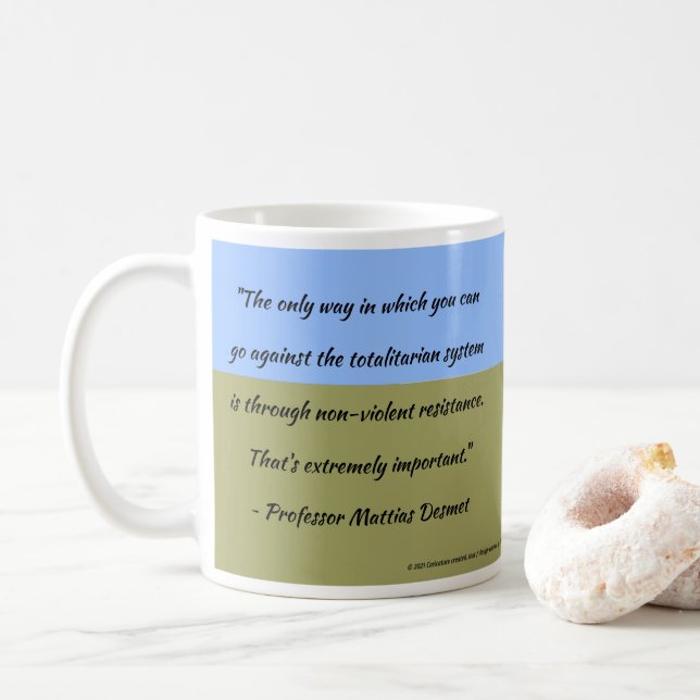 Prof Desmet Field Quote Mug by RoseWrites (With Donut)