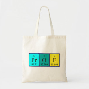 Prof periodic table name tote bag