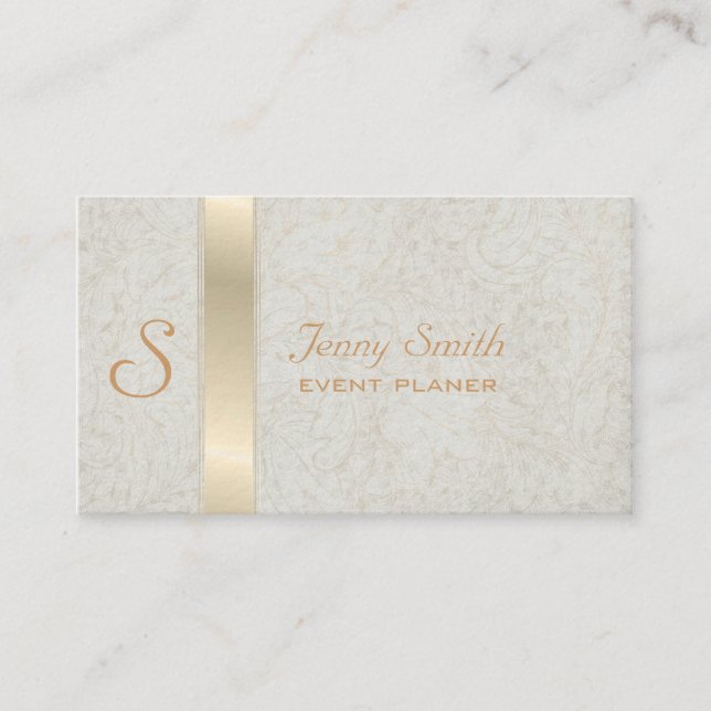 Profesional elegant modern gentle floral monogram business card (Front)