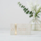 Profesional elegant modern gentle floral monogram business card (Standing Front)