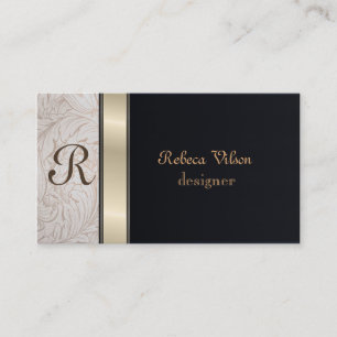 Profesional elegant modern monogram black business card