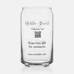 Profession add QR code details website company bus Can Glass