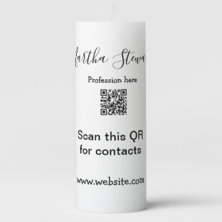 Profession add QR code details website company bus Pillar Candle