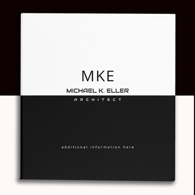 Profession Architect Custom Half-Black Half-White  3 Ring Binder (Creator Uploaded)