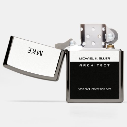 Profession Architect Half_Black Half_White Zippo Lighter