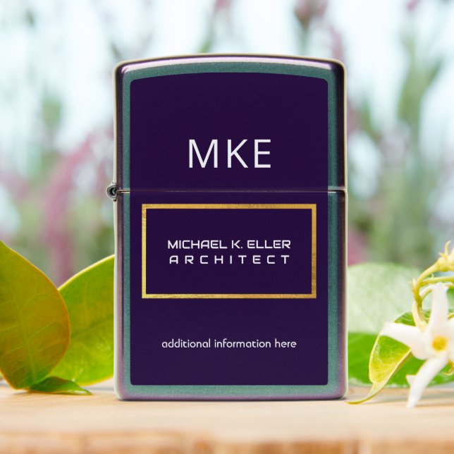 Profession Architect Stylishly Modern Purple Zippo Lighter (On Table)