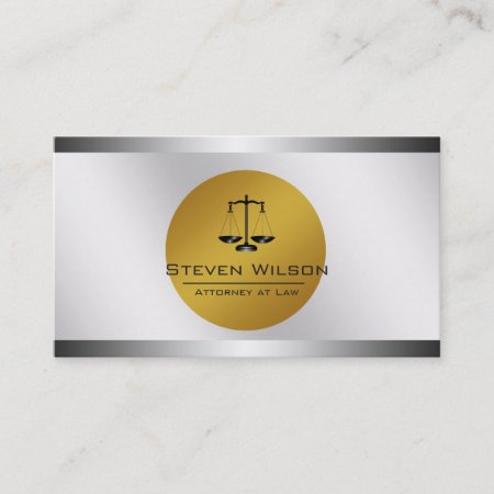 Profession Attorney At Law White Black Legal Scale Business Card