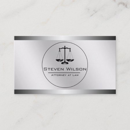 Profession Attorney At Law White Black Legal Scale Business Card