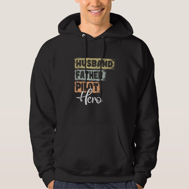 Profession dad hero father Pilot  1 Hoodie (Front)