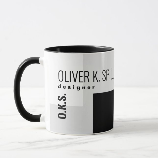 profession (designer) black gray geometric mug (Left)