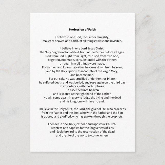 Profession of Faith Postcard (Front)