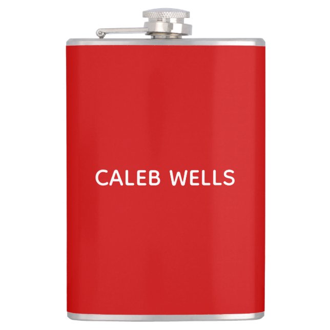 Profession Plain Simple Attractive Red White Name Flask (Front)