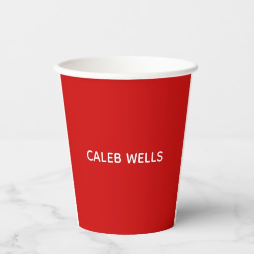 Profession Plain Simple Attractive Red White Name Paper Cups