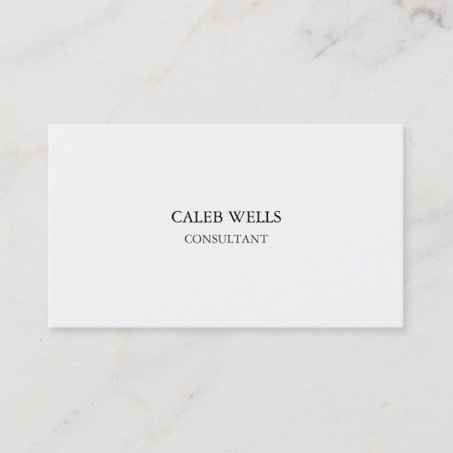 Profession Plain Simple White Attractive Two Sided Business Card (Front)
