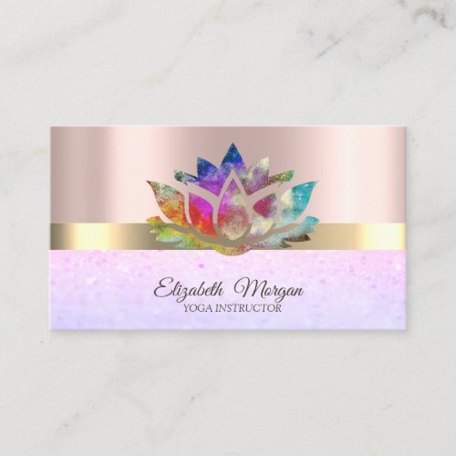 Professiona Elegant Lotus Rose Gold Bokeh Business Card