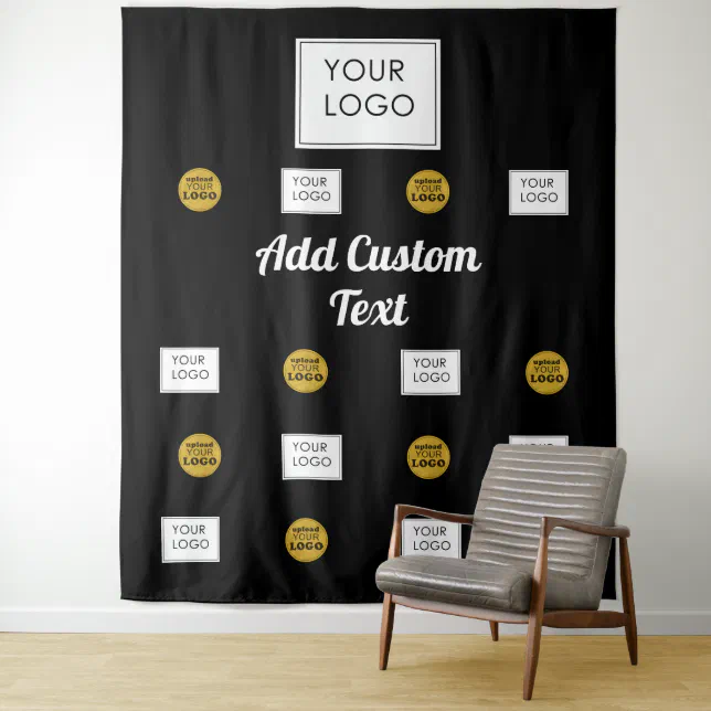 Professional 2 Custom Business Logo Black Backdrop | Zazzle