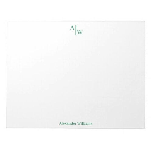 Professional 2 Monogram Minimalist Forest Green Notepad